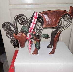 Festive Brown Reindeer Sculpture
